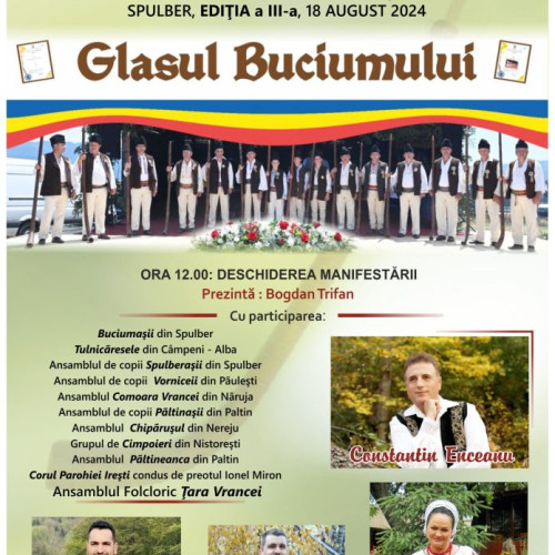 Festivalul Interjudetean Glasul Buciumului va avea loc la Spulber