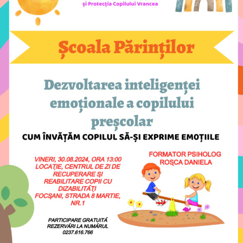 Workshop pentru dezvoltarea inteligenței emoționale la copiii preșcolari