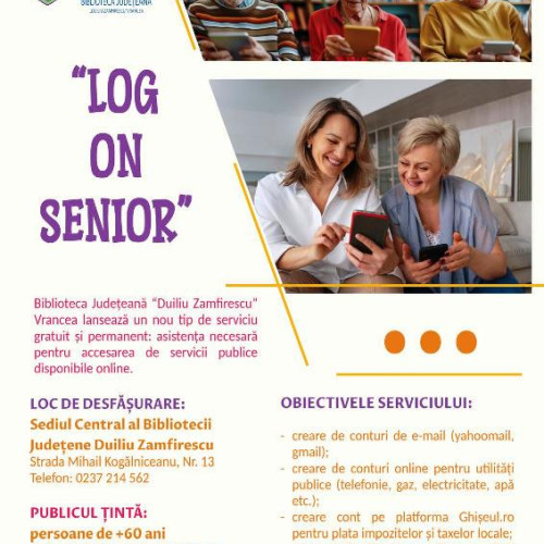 Biblioteca Județeană &quot;Duiliu Zamfirescu&quot; Vrancea lansează un serviciu gratuit pentru seniori