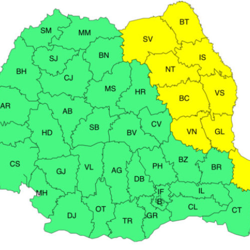 Avertizare cod galben de ploi torențiale în mai multe județe