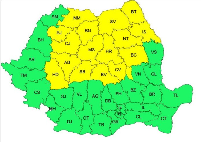 Zona înaltă a județului Vrancea, sub avertizare meteorologică
