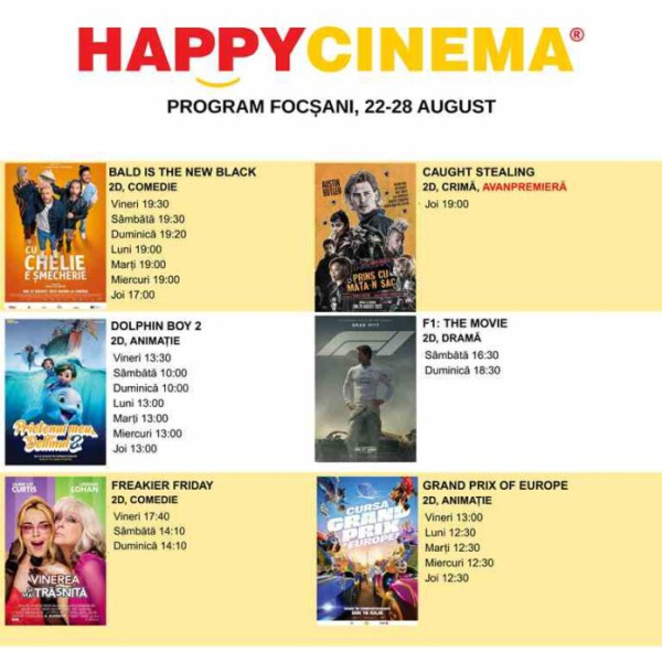 happy cinema Focșani aduce cele mai recente filme și oferte speciale în două săli moderne 3D