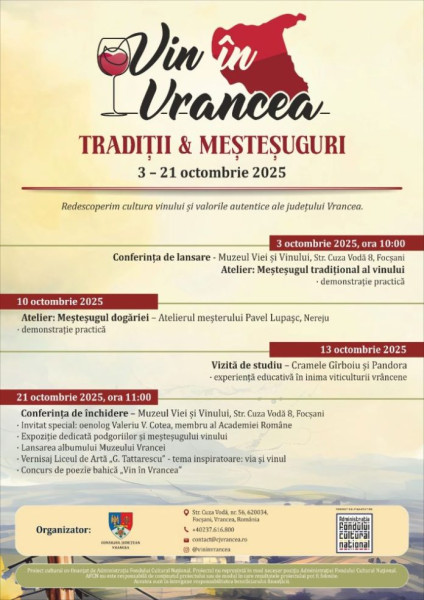 Concurs de poezie „Vin în Vrancea” dedicat tradițiilor și meșteșugurilor vrâncene