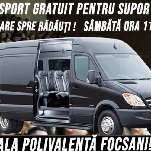 CSM Focșani 2007 oferă transport gratuit pentru suporteri la meciul cu CSM Bucovina Rădăuți - Autocar disponibil pentru susținerea echipei în drumul către Liga a II-a