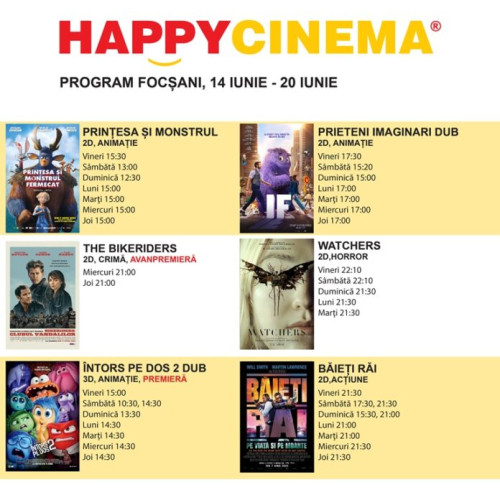 Cele mai noi filme și oferte la Happy Cinema Focșani