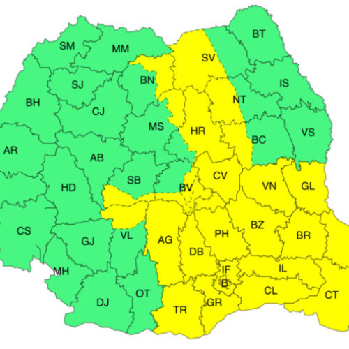 Nouă avertizare meteo de vreme rea pentru mai multe județe, inclusiv Vrancea