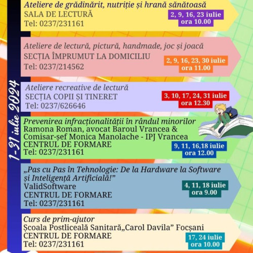 Biblioteca Județeană &quot;Duiliu Zamfirescu&quot; Vrancea anunță înscrierile pentru &quot;BiblioVacanța&quot; 2024